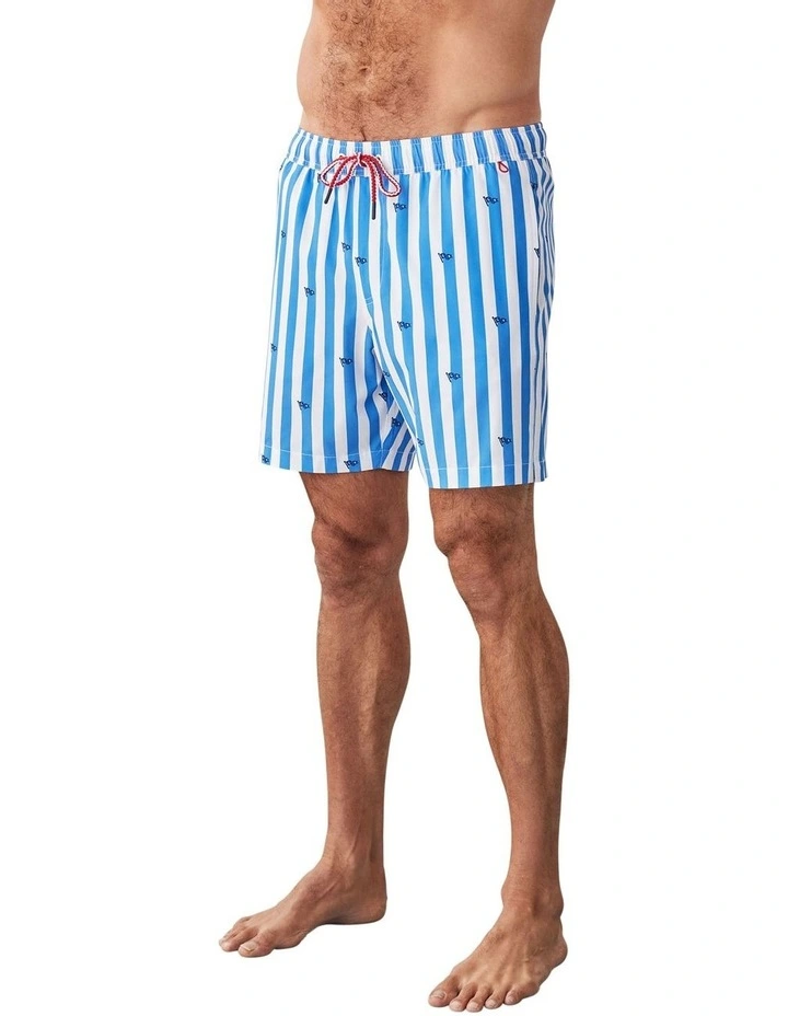 Stripe Flag Swim Short in Blue image 4