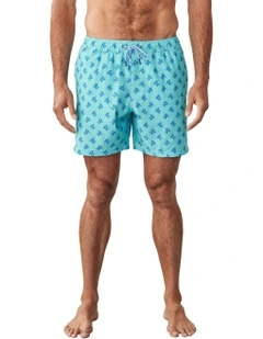 Geo Turtle Swim Short in Aqua