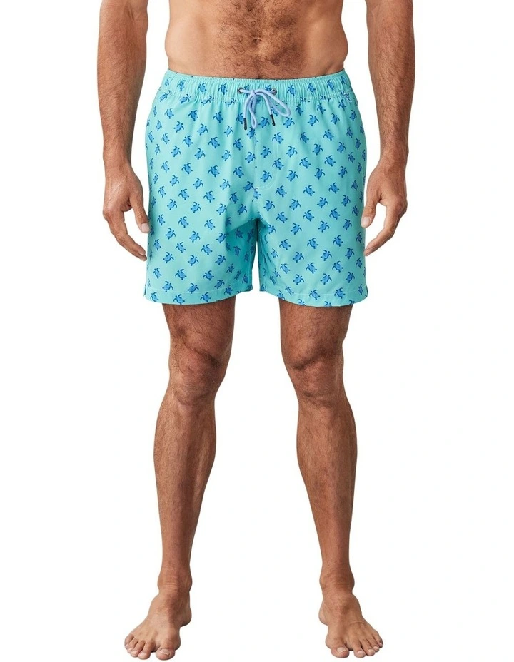 Geo Turtle Swim Short in Aqua image 1