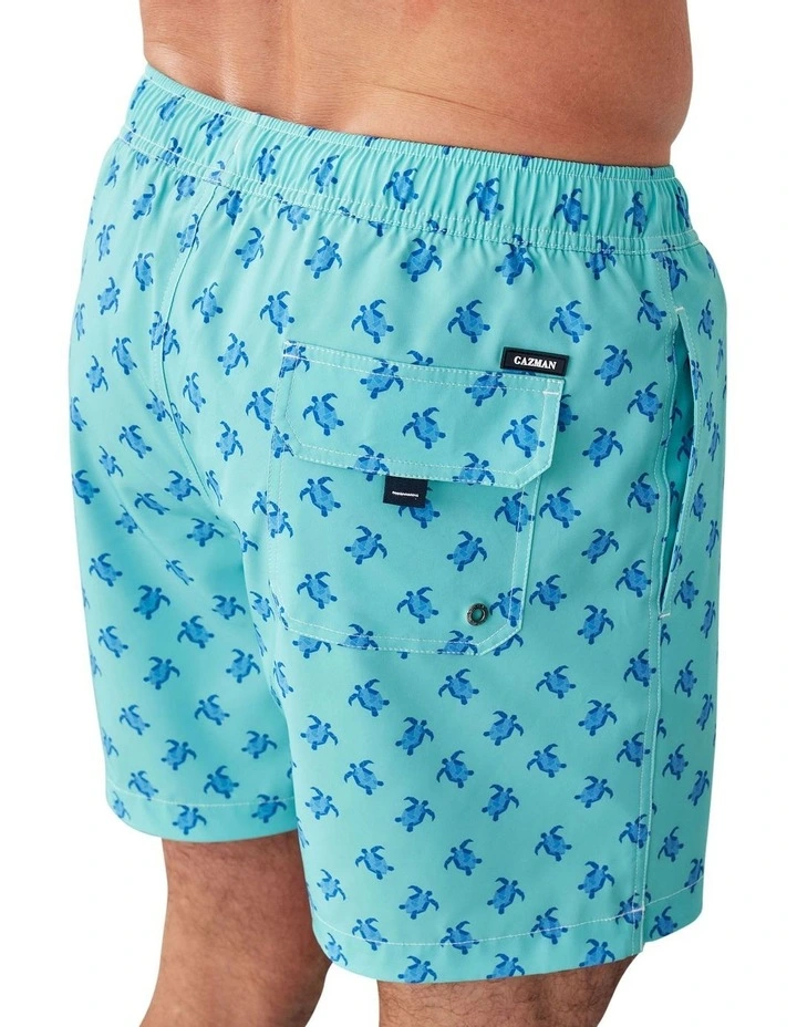 Geo Turtle Swim Short in Aqua image 3