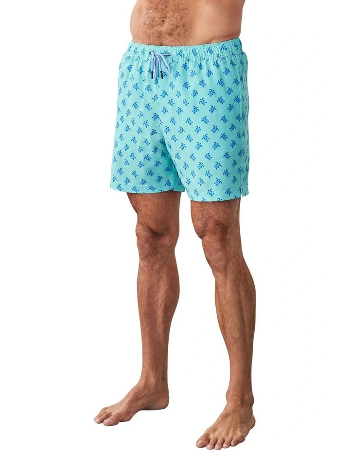 Geo Turtle Swim Short in Aqua image 4