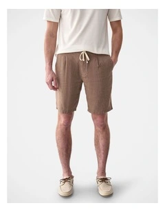 Drawstring Linen Blend Short Mocha