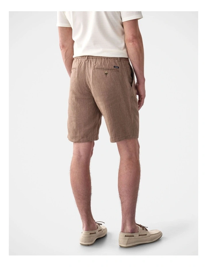 Drawstring Linen Blend Short Mocha image 2