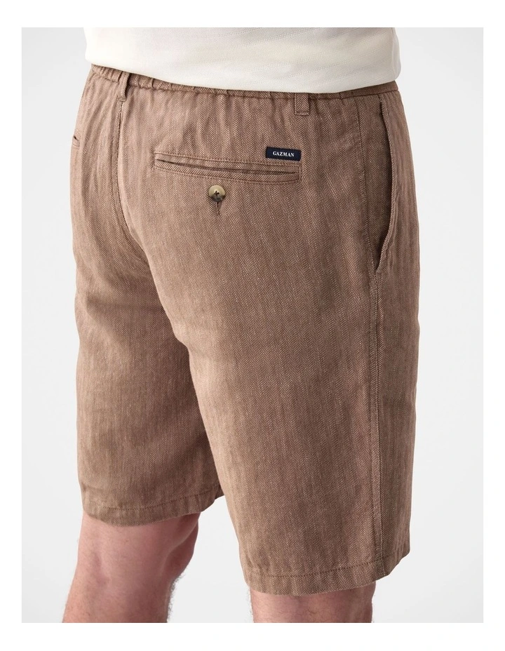 Drawstring Linen Blend Short Mocha image 3
