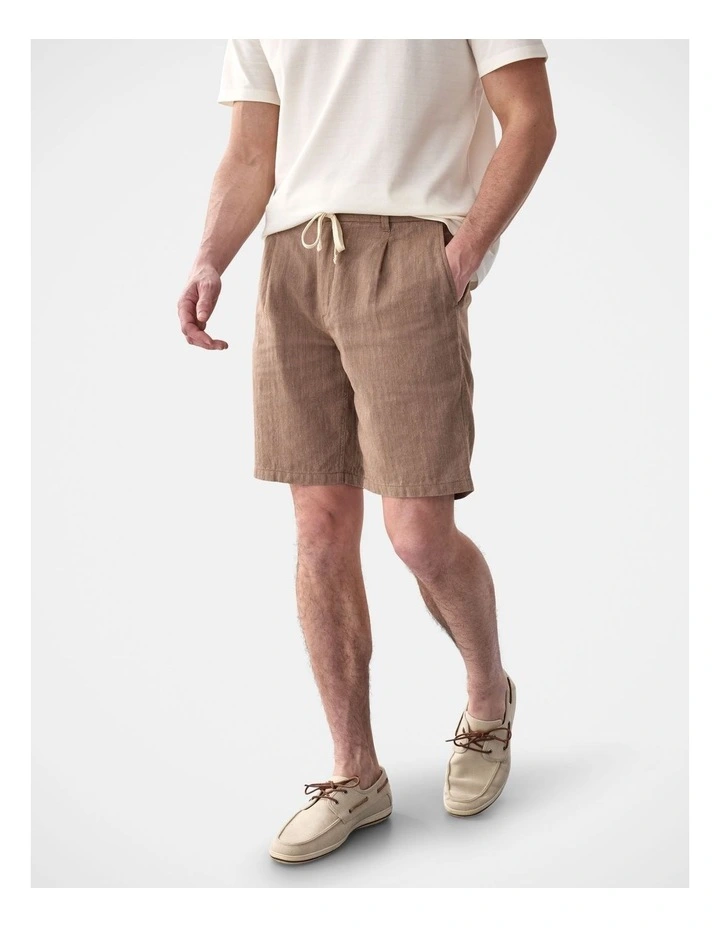 Drawstring Linen Blend Short Mocha image 4