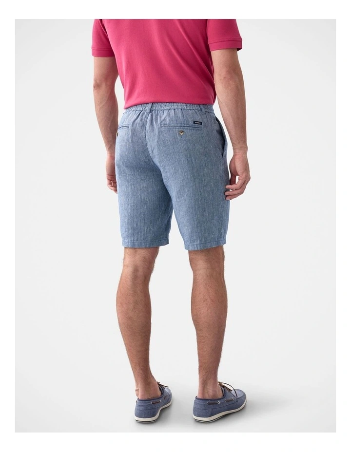 Drawstring Linen Blend Short Denim Mix image 2