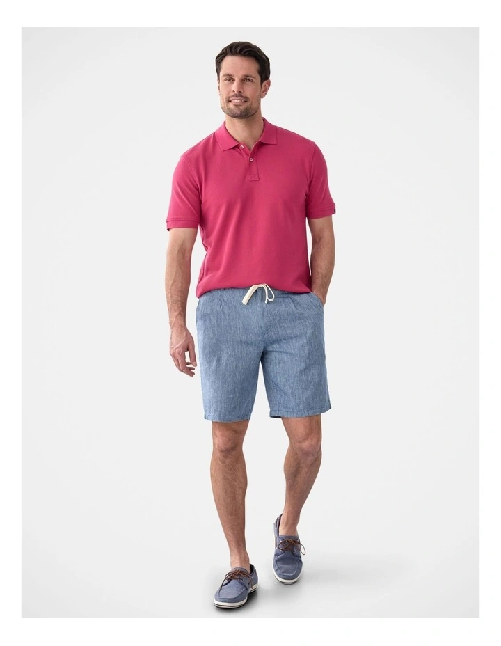 Drawstring Linen Blend Short Denim Mix image 5