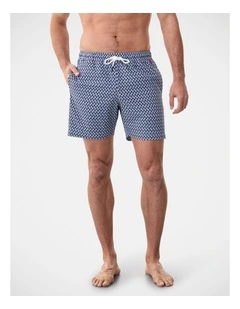 Classic Geo Swim Short in Navy