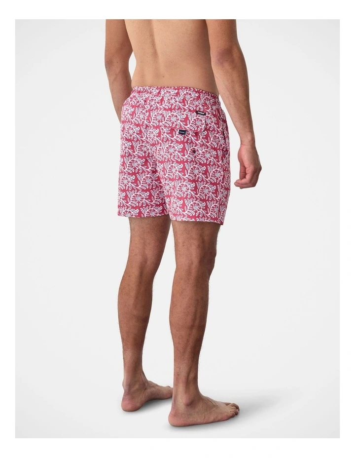 Leaf Print Swim Short Magenta image 2