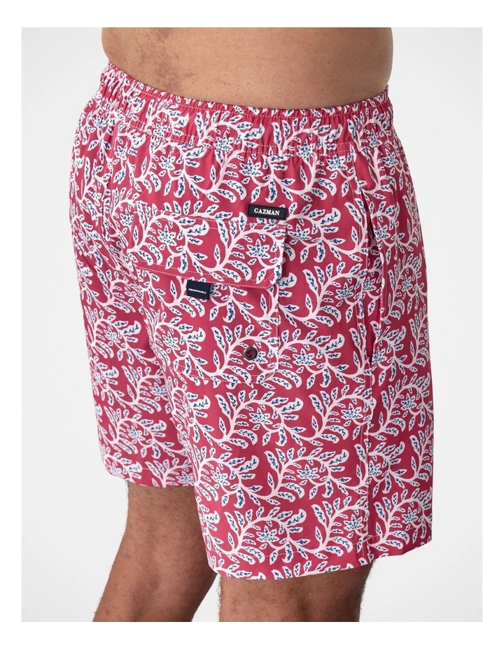Leaf Print Swim Short Magenta image 3