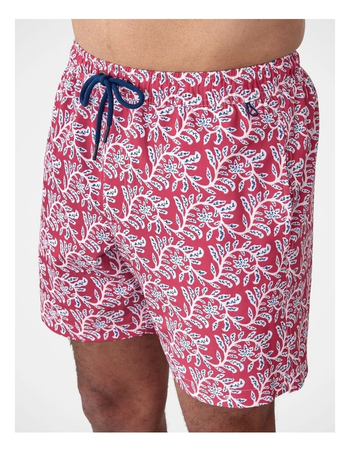 Leaf Print Swim Short Magenta image 4