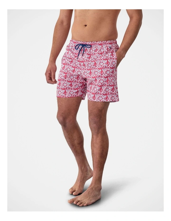 Leaf Print Swim Short Magenta image 5