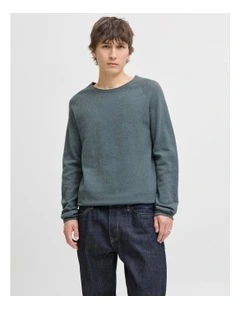 Hill Crew Neck Knit Pullover in Blue