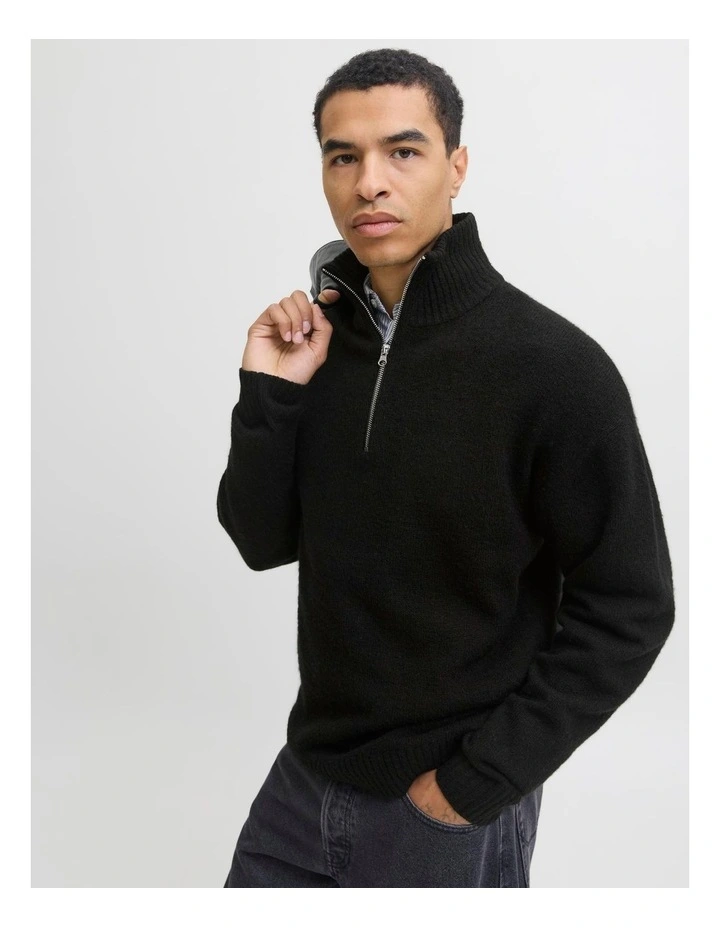 Soho Ollie Knit Half Zip Pullover in Black image 3