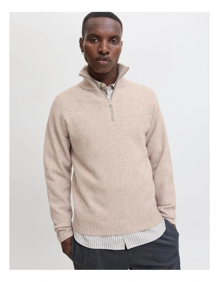 Soho Ollie Knit Half Zip Pullover in Cream image 2