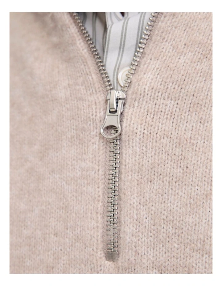 Soho Ollie Knit Half Zip Pullover in Cream image 5
