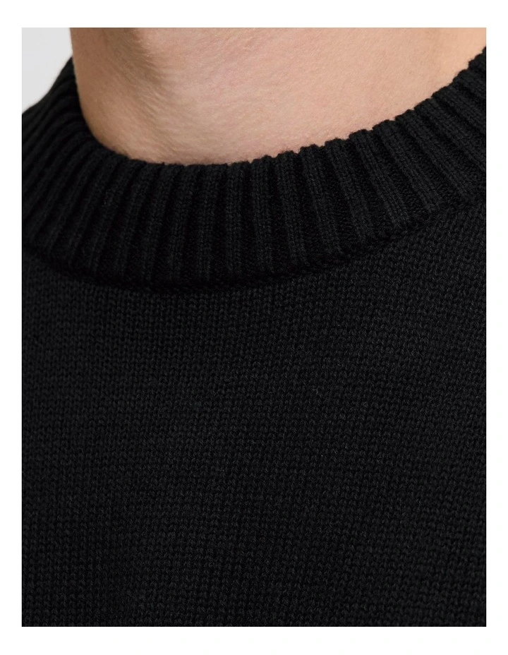 Eurban Knit Crew Neck Pullover in Black image 3