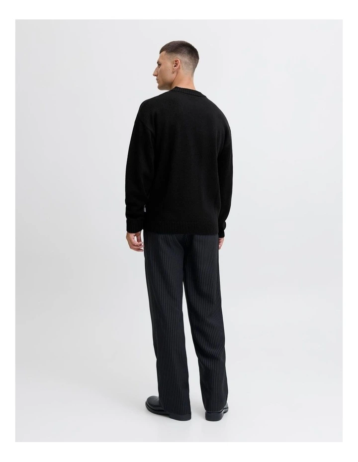 Eurban Knit Crew Neck Pullover in Black image 4