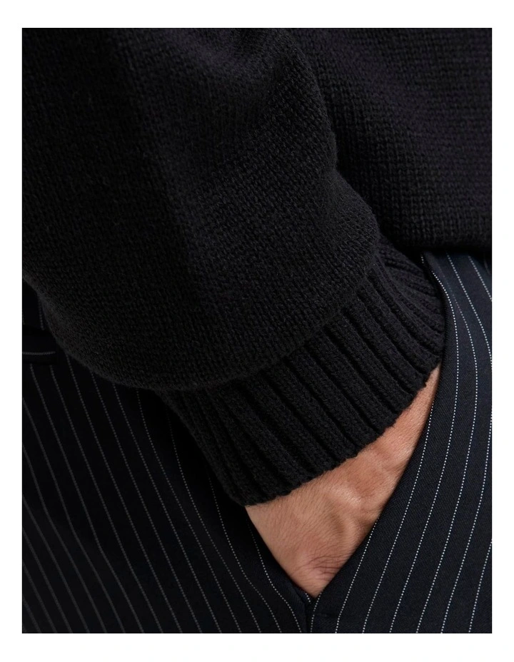 Eurban Knit Crew Neck Pullover in Black image 5