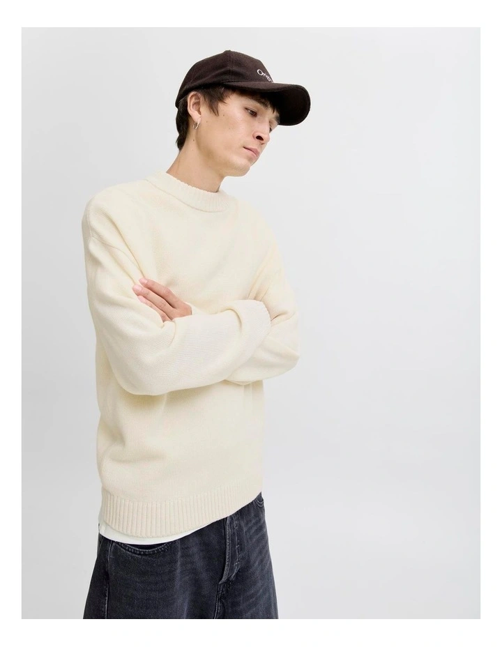 Eurban Knit Crew Neck Sweat Top in Cream image 2