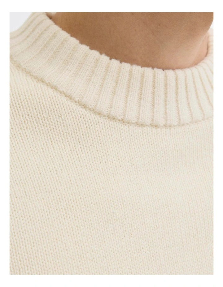 Eurban Knit Crew Neck Sweat Top in Cream image 3