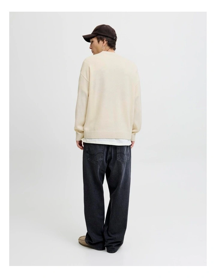 Eurban Knit Crew Neck Sweat Top in Cream image 5