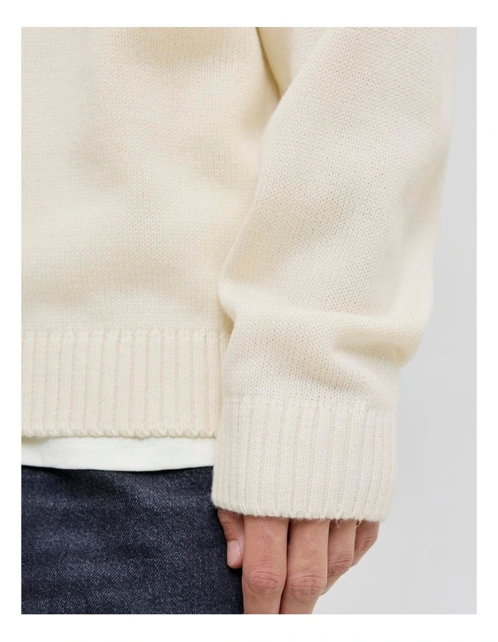 Eurban Knit Crew Neck Sweat Top in Cream image 6