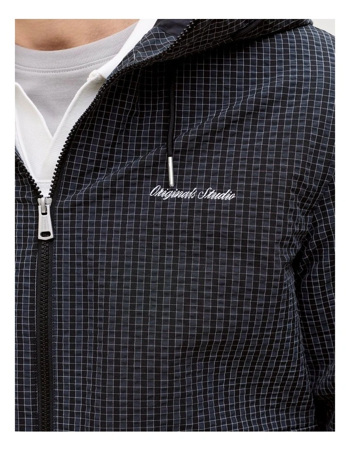 Agra Check Hooded Jacket in Black Check image 2