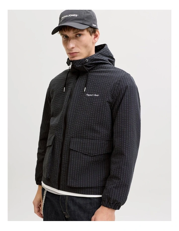 Agra Check Hooded Jacket in Black Check image 6