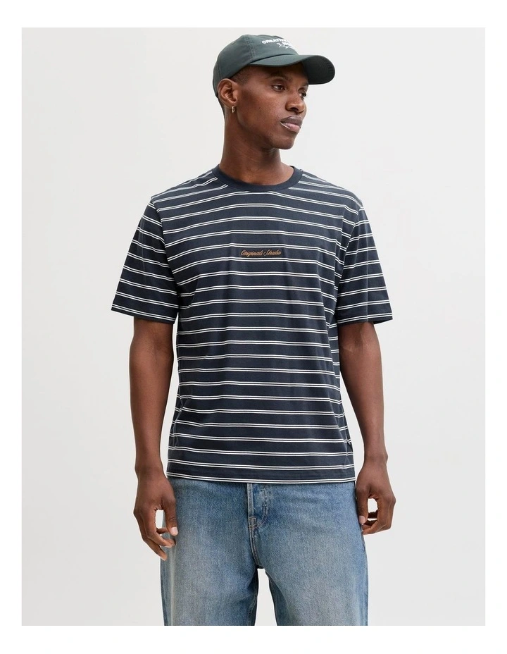 Morrebro Stripe Tee in Navy image 1