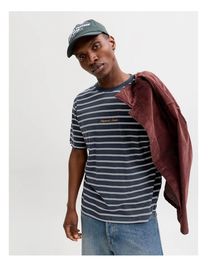 Morrebro Stripe Tee in Navy image 2