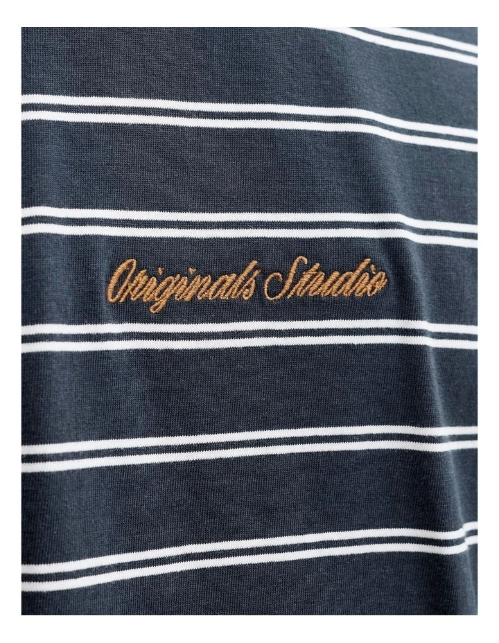 Morrebro Stripe Tee in Navy image 6