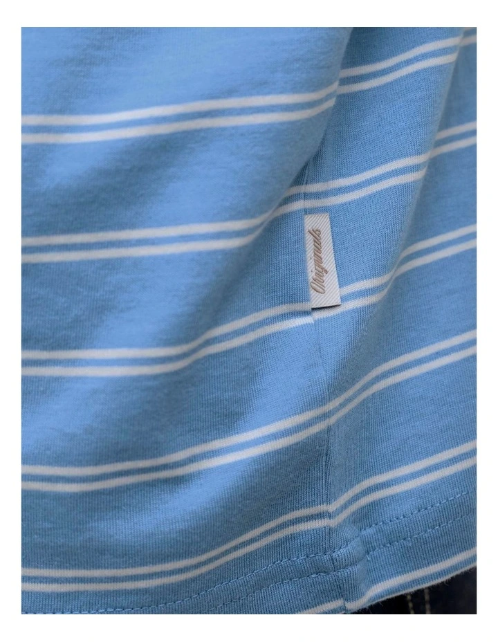 Morrebro Stripe Tee in Blue image 5