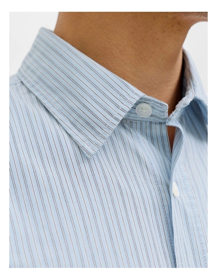 Meadows Poplin Stripe Long Sleeve Shirt in Skyway image 3