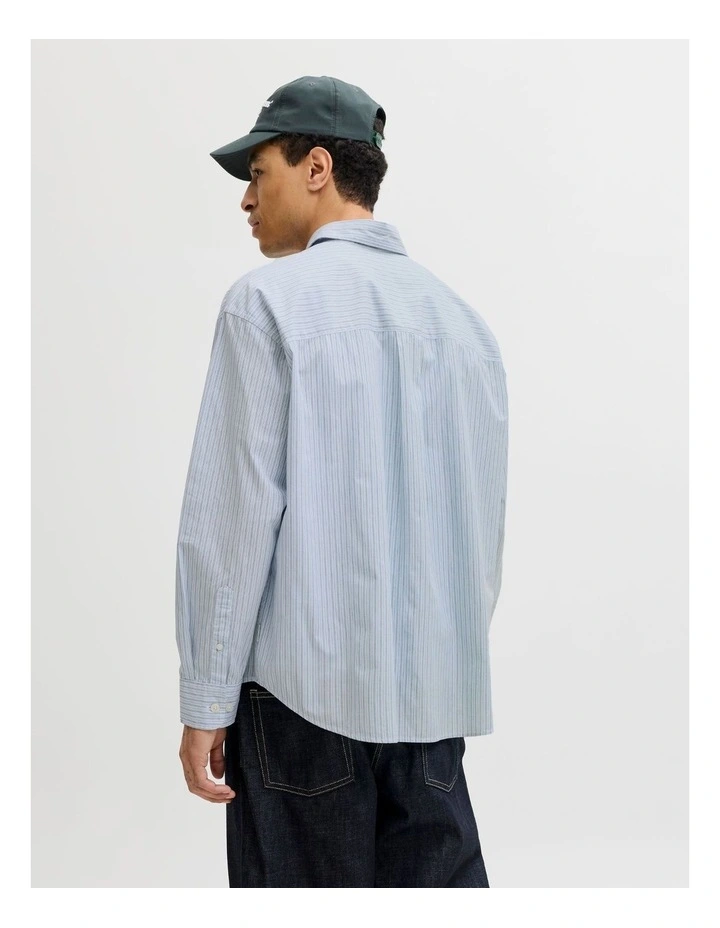 Meadows Poplin Stripe Long Sleeve Shirt in Skyway image 4