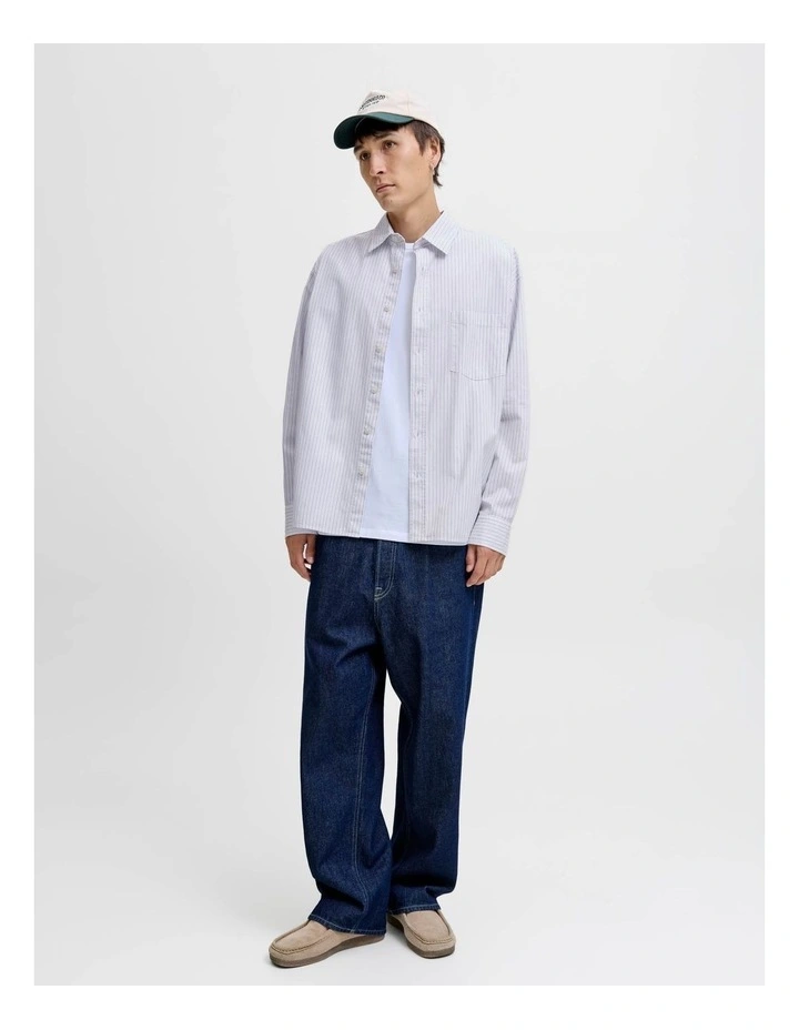 Meadows Poplin Stripe Long Sleeve Shirt in Bright White image 1