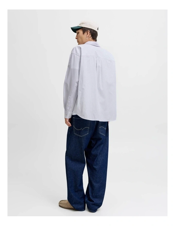 Meadows Poplin Stripe Long Sleeve Shirt in Bright White image 2