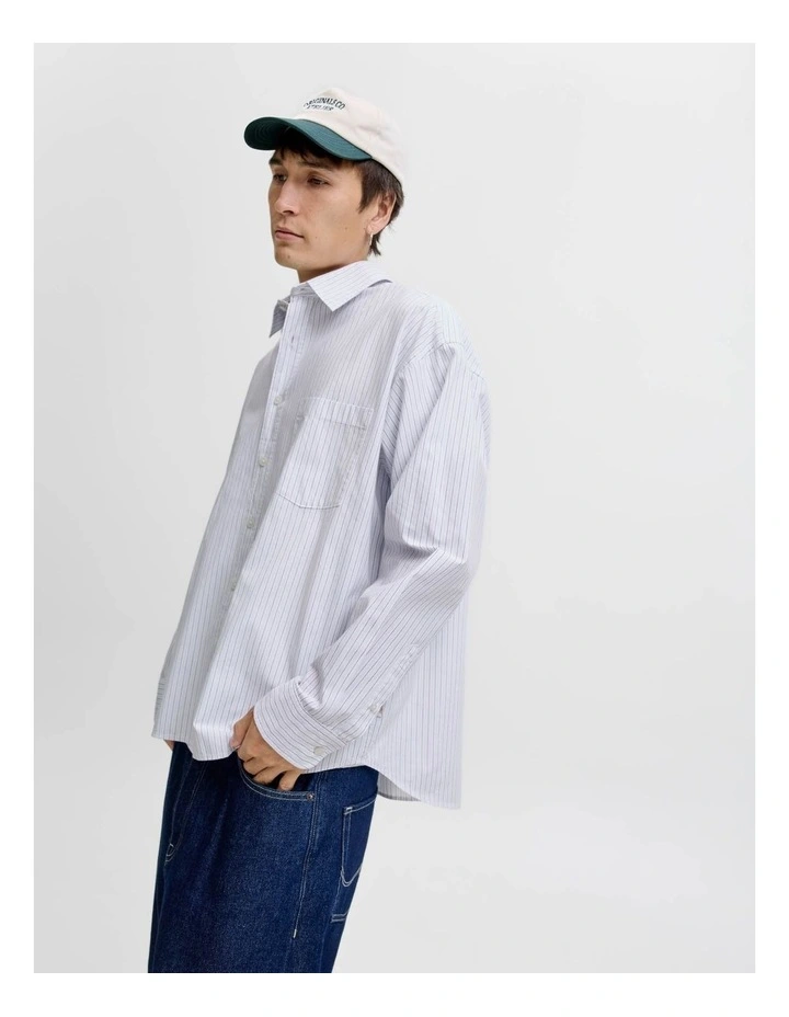 Meadows Poplin Stripe Long Sleeve Shirt in Bright White image 4
