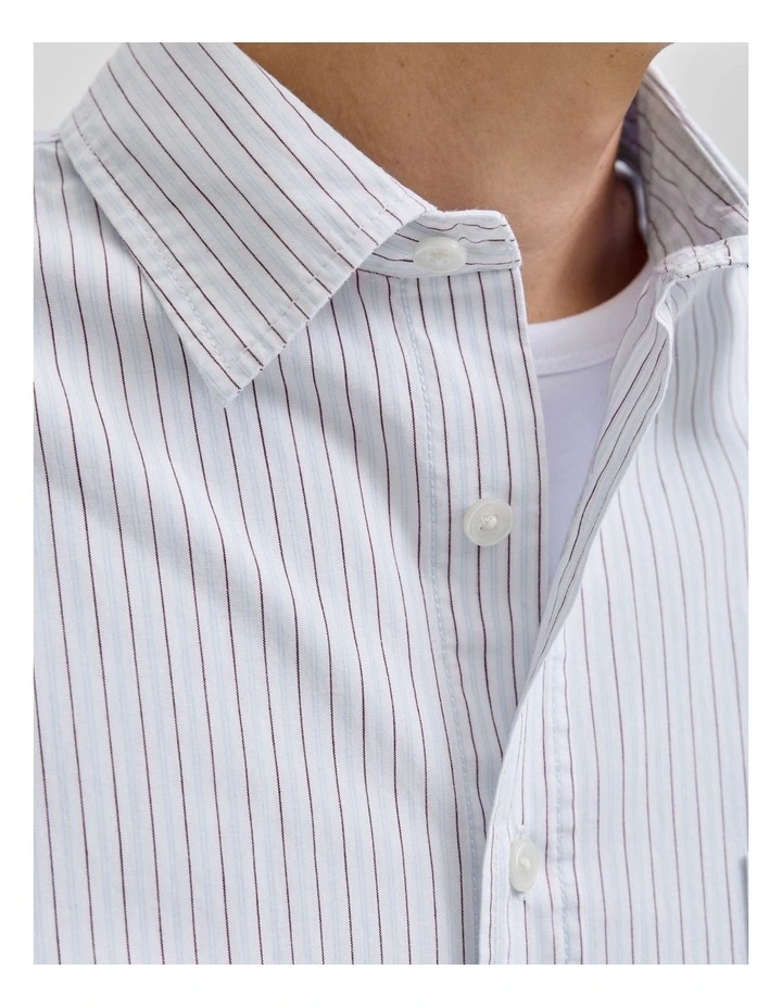 Meadows Poplin Stripe Long Sleeve Shirt in Bright White image 5