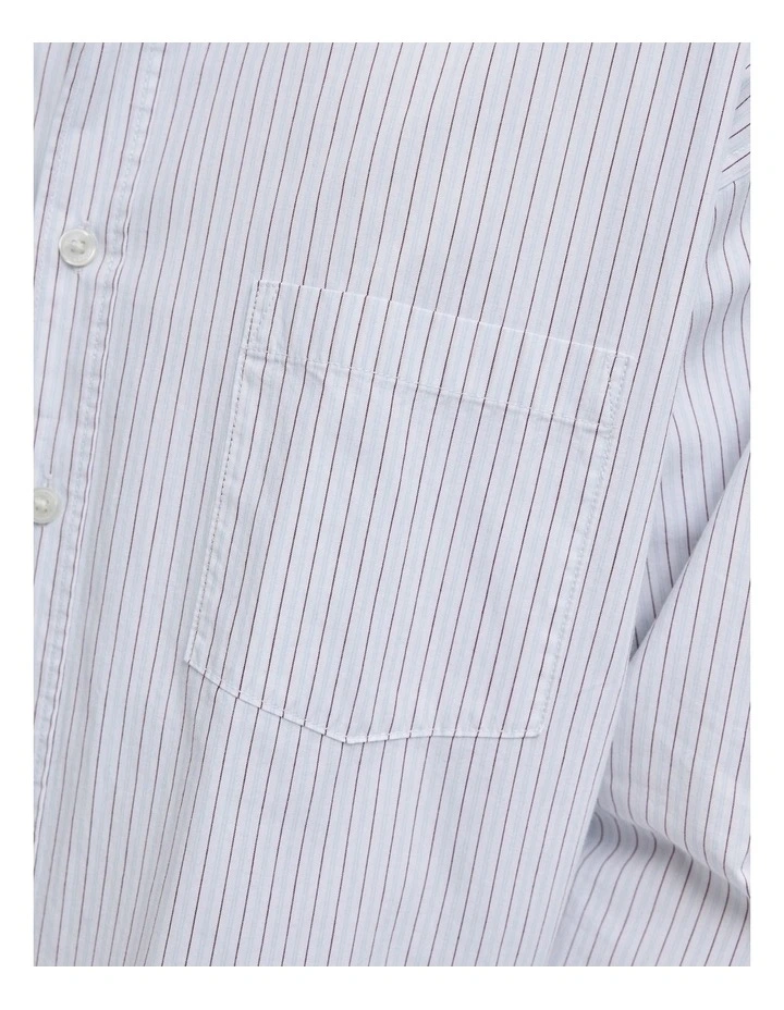 Meadows Poplin Stripe Long Sleeve Shirt in Bright White image 6