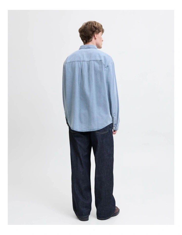 Norrebro Long Sleeve Denim Shirt in Medium Blue image 2