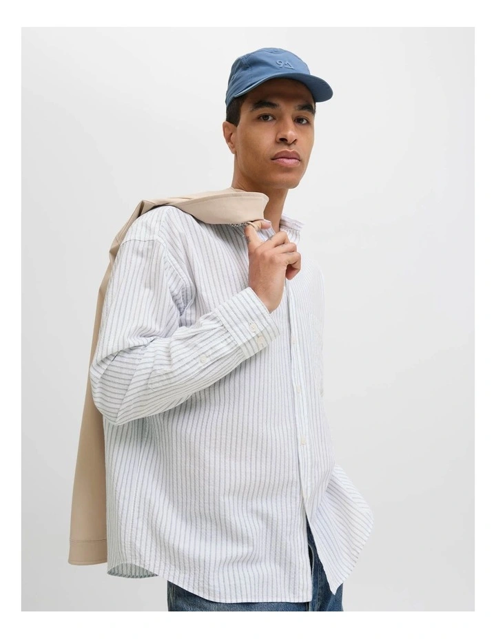 Jorcambridge Seersucker Shirt in Bright White image 4