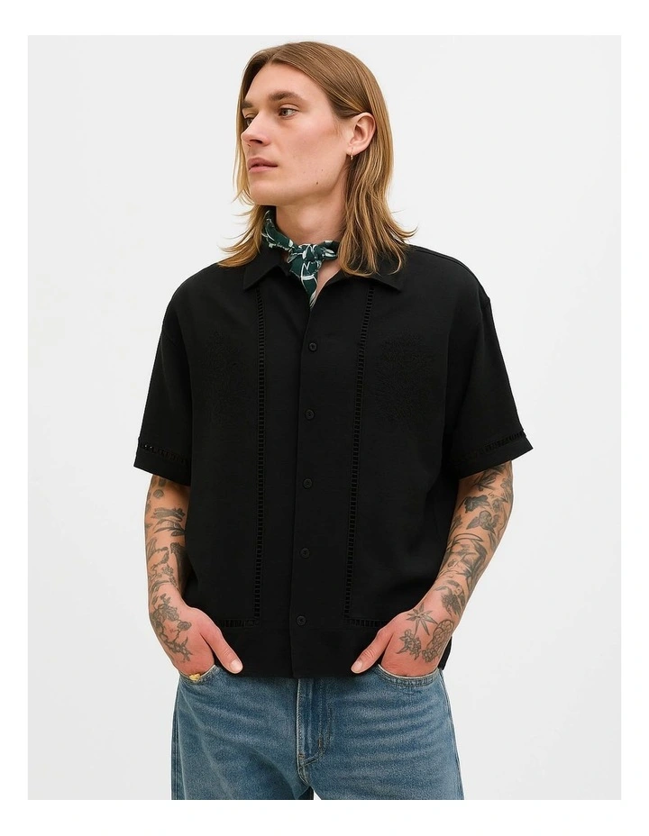 JACK & JONES Jortavira EMB Shirt SS Camicia Uomo – Manica Corta, Colletto Resort, Vestibilità Larga, Perfetta Per L'Estate
