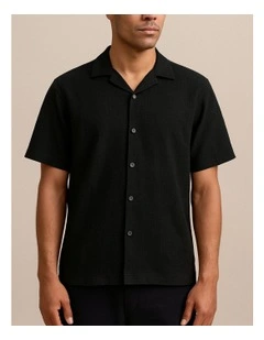 Jordia Structure Resort Shirt in Black