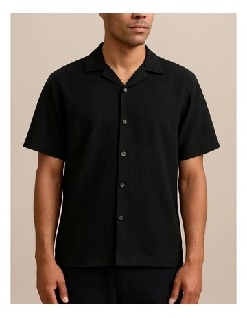 Jordia Structure Resort Shirt in Black