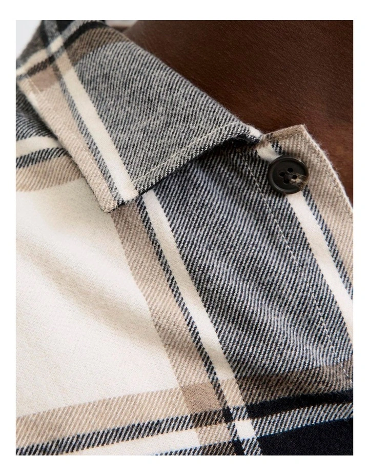 Charge Long Sleeve Check Overshirt in White image 2