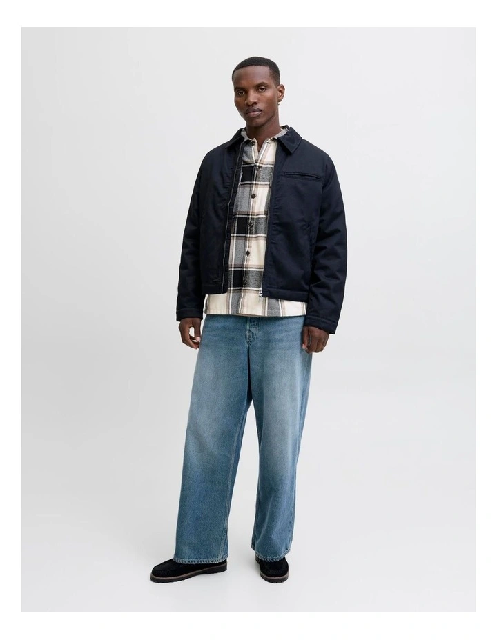 Charge Long Sleeve Check Overshirt in White image 4