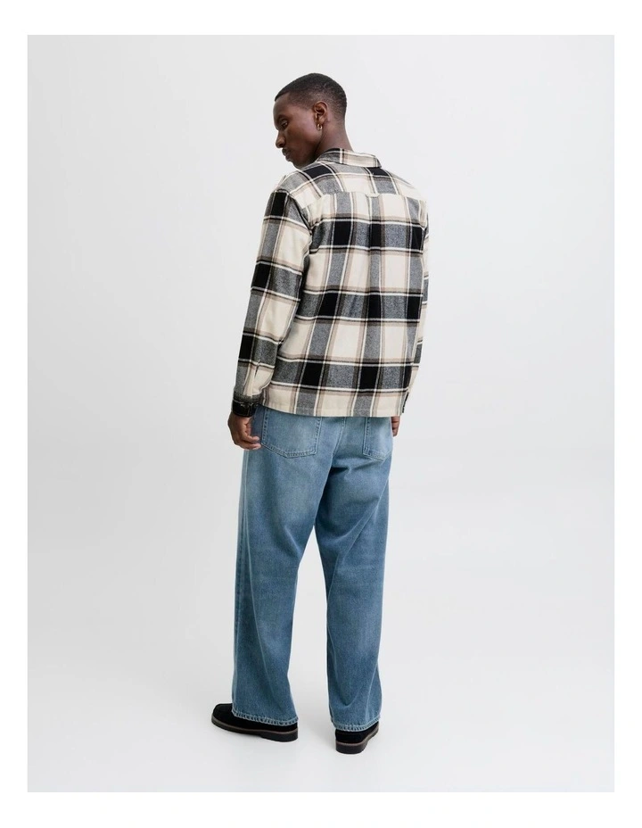 Charge Long Sleeve Check Overshirt in White image 5