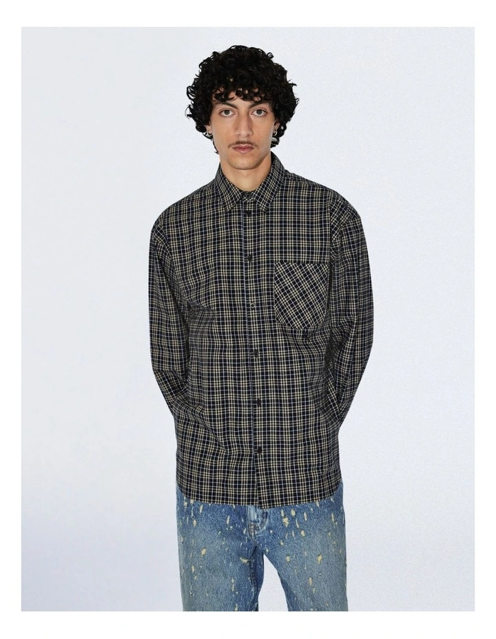 Wes Long Sleeve Shirt in Black Summer Check image 1