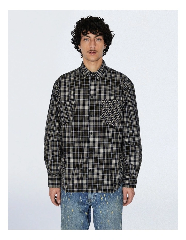 Wes Long Sleeve Shirt in Black Summer Check image 3